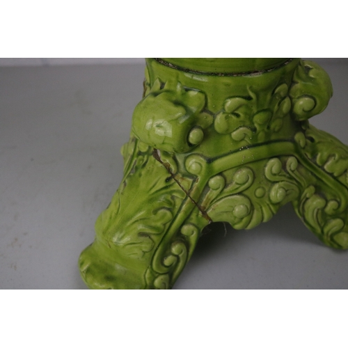 260 - Antique Majolica pillar/stand with some repairs to feet