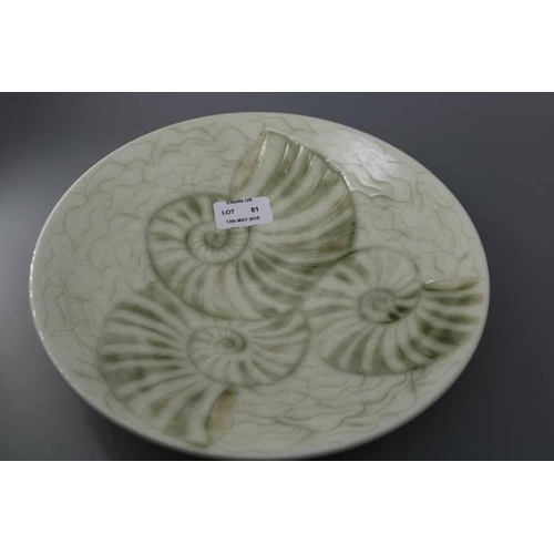 160 - Poole Pottery 8 inch bowl decorated with ammonites by N Masserella