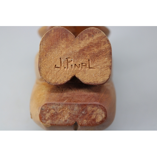 109 - Wooden mexican figure signed underneath J.Pinal