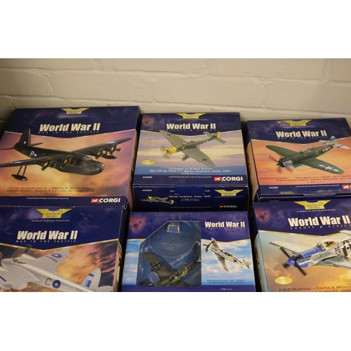 108 - 6 boxed Corgi model aeroplanes WWII Europe and Africa and War in the Pacific,  1:72 scale  to includ... 