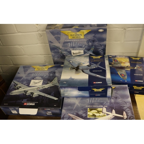 112 - 5 boxed Corgi model aeroplanes The Aviation Archive to include Vought F4U-1 Corsair White 7 1:72 sca... 