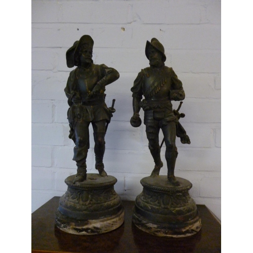 187 - Pair of spelter cavalier models