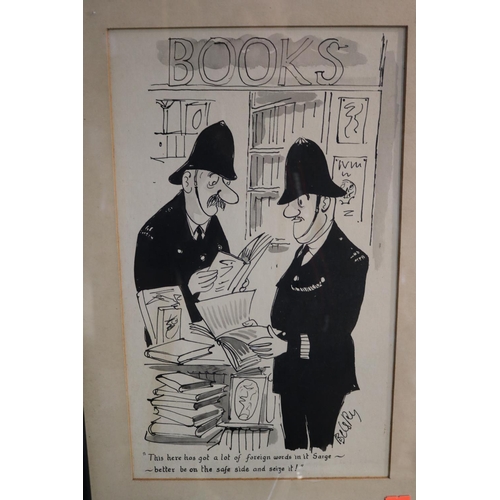 211 - A comic picture of two policemen in a bookshop
