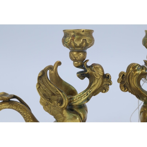 40 - Pair antique gilt dragon candlesticks approx. 10cm tall