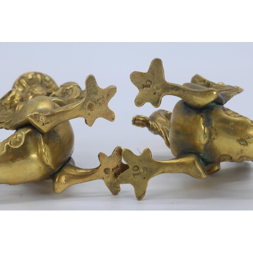 40 - Pair antique gilt dragon candlesticks approx. 10cm tall