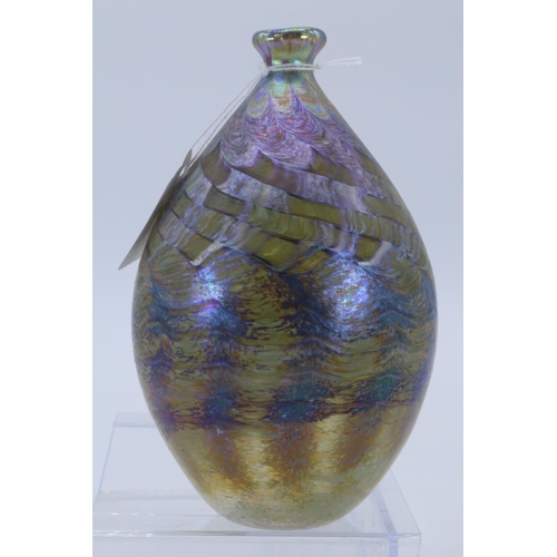 7 - Signed art glass vase by Norman Stuart-Clarke approx. 17cm tall