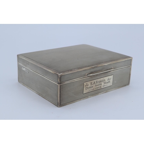 45 - Silver cigarette box monogrammed to front