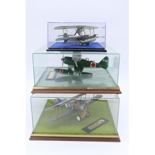 98 - A Sopwith Camel handpainted model in presentation box together with two other similar models