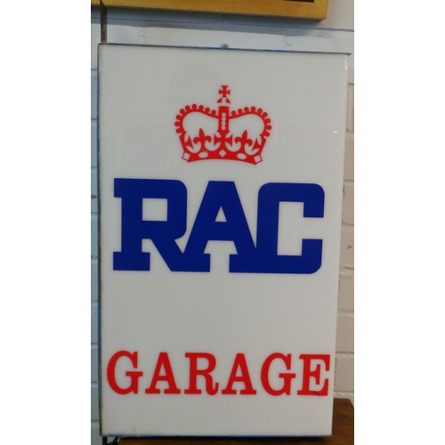 273 - RAC double sided garage sign, light box (approx H58.5cm x W36cm x D11.5cm) (TRADE - Spares or Repair... 