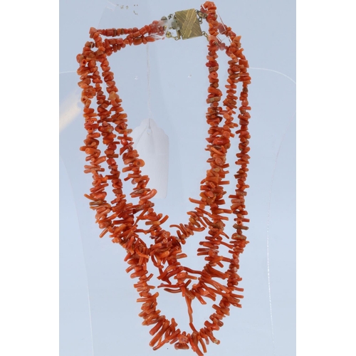 160 - 3 string coral? necklace