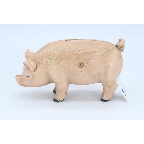 190 - Cast iron money box pig