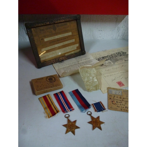 69a - Two Star medals, Africa Star and 39-45 star, ribbons as pictured, box, letter for the 1914-15 Star t... 