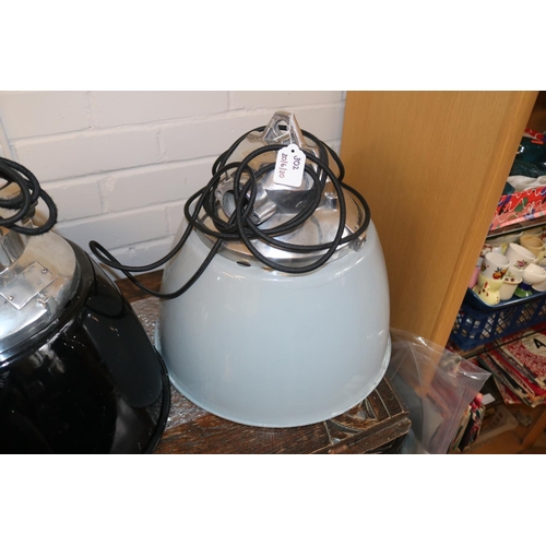 302 - Industrial grey painted and aluminium light pendant/shades (TRADE - Spares or Repairs)