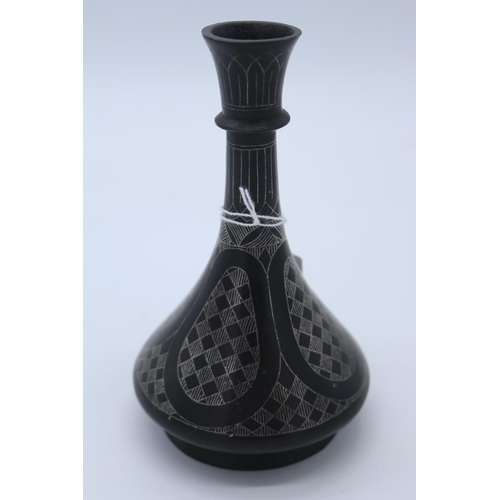 94 - Indian Silver inlaid Bidriware vase (measuring approx' 16cm tall)