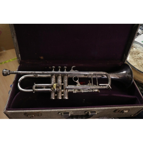 Cased Sterling Super Selmer, London trumpet with two mouth p