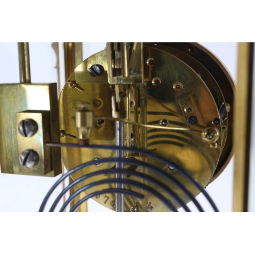 129 - Antique gilt and cloisonné decorated mantle clock with pendulum and key