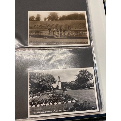 197 - Postcards of West Bromwich mostly early in an album including street scenes and a card of 1908 Hamst... 