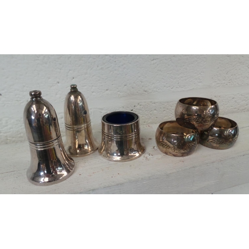 70 - Silver plated RAF napkin rings together with some ex MOD salts and salt tub together with a selectio... 