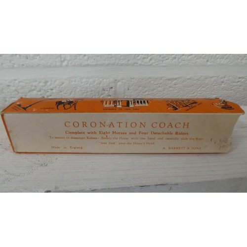 72 - A boxed A. Barrett & Sons Coronation Coach complete with four riders. The box is missing one end.