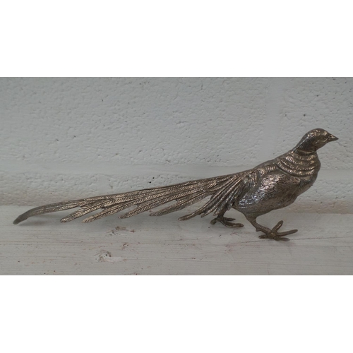 121 - A pair of plated (?) table Pheasants measuring approx. 12