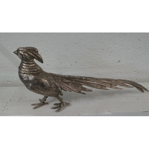 121 - A pair of plated (?) table Pheasants measuring approx. 12