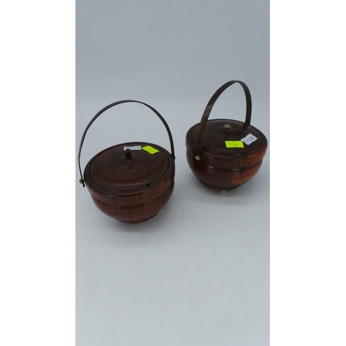 175 - Pair of 19th century turned wooden caddies