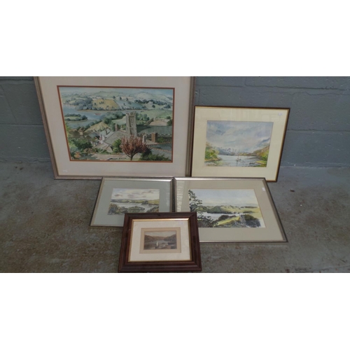 703 - Five original works of art showing the River Dart, Dartmouth and the estuary from Kingswear etc..