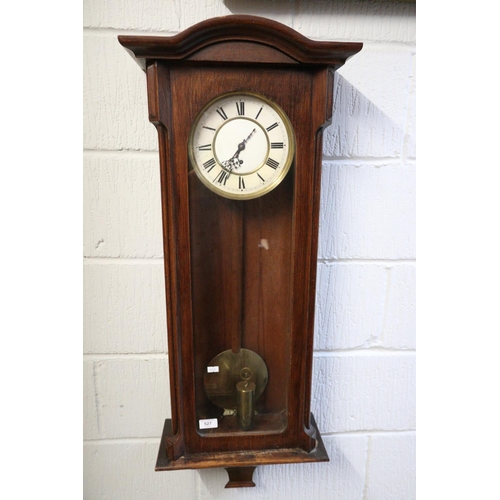 706 - Mahogany cased wall clock with enamel dial