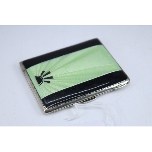 16 - Silver and enamel cigarette case