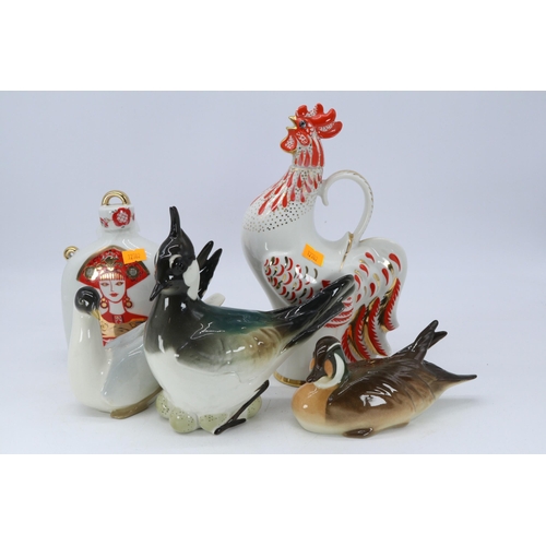 41 - Selection of Lomonosov ceramics to include duck, decanter etc