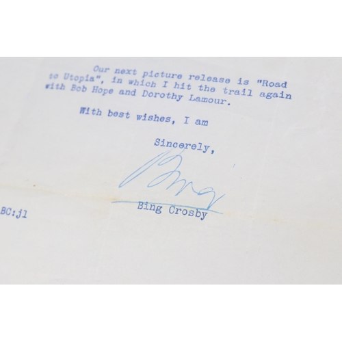 68 - A Bing Crosby signed letter dated September 15th 1945 (we cannot guarantee the authenticity)