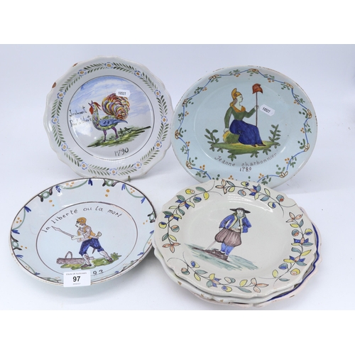 97 - Antique? faience plates (six)