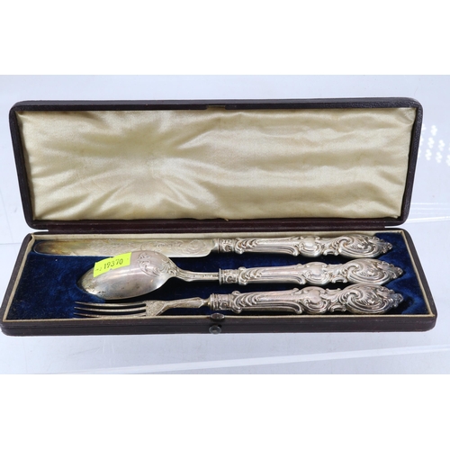 23 - Cased silver christening set