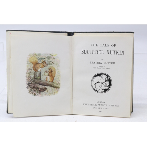 195 - The Tale of Squirrel Nutkin by Beatrix Potter F.Warne and co 1903 (has detatched from spine and ther... 