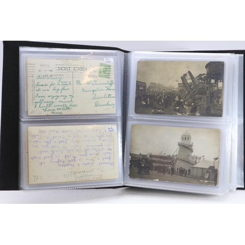 199 - A large quantity of assorted postcards including many RP (real photograph) Fairgrounds and fairs St ... 