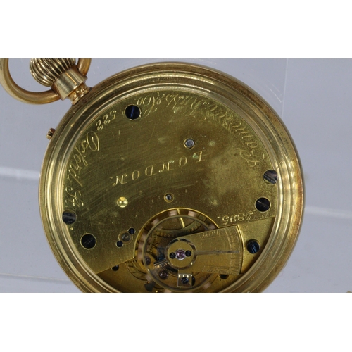 239 - 18ct gold half hunter pocket watch Kuff & co