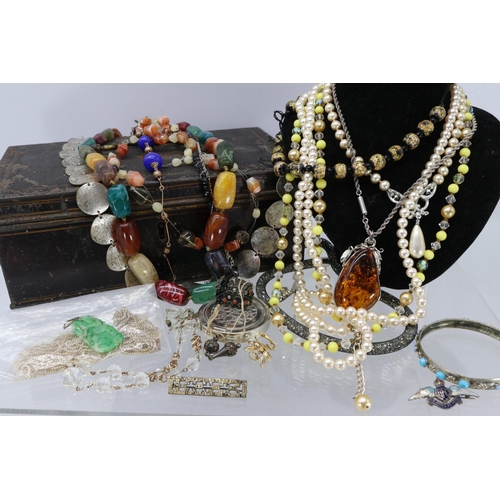 271 - Large quantity of assorted vintage and later costume jewellery (necklace stand not included)