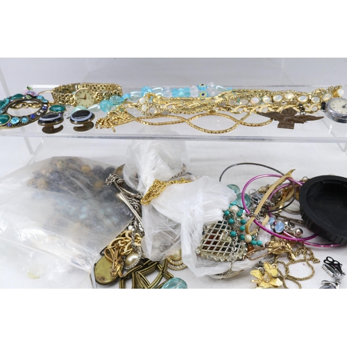 271 - Large quantity of assorted vintage and later costume jewellery (necklace stand not included)