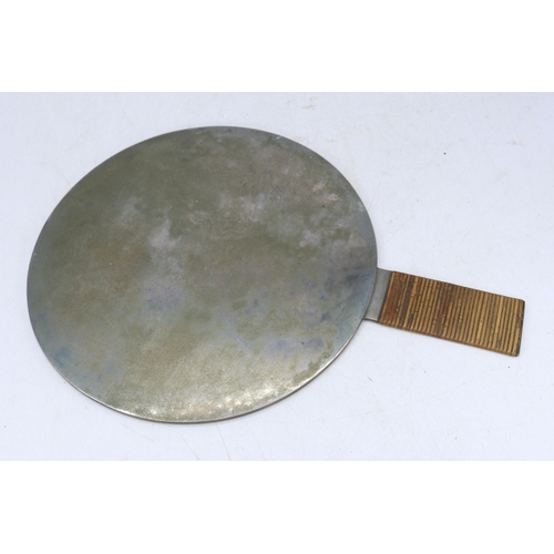 283 - Old oriental bronze hand mirror in case