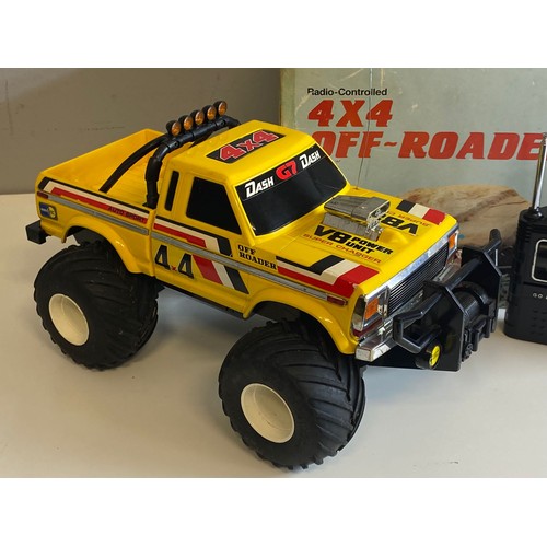 443 - A Tandy RC 4X4 off roader with original box (back panel from remote control is missing)