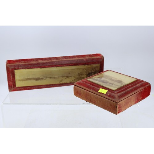 458 - Two antique souvenir boxes together with a selection of silver plated cutlery including a pair of si... 