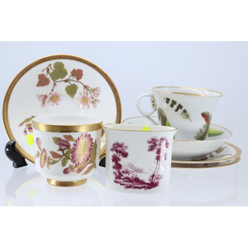 464 - Royal Worcester Butterfly cup and three matching saucers (examine) together with a Chamberlain cup a... 