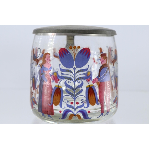 483 - Hand painted German glass stein - sweethearts scene