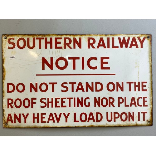 560 - A vintage enamel sign for the Southern Railway notice 