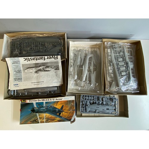 595 - A selection of boxed model kits to include Monogram 1/48 scale Mig-15, Hobby Craft 1/48 scale Hawker... 