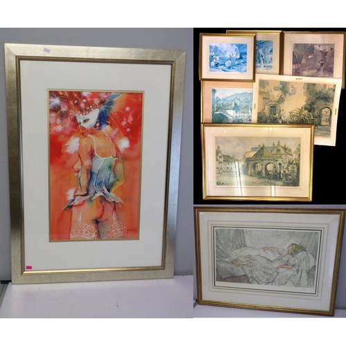 608 - A framed limited edition Jane Ford together with a framed Russell Flint limited edition print and a ... 