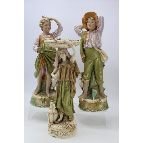 628 - Royal Dux vintage figures of Children together with another holding a basket (3)