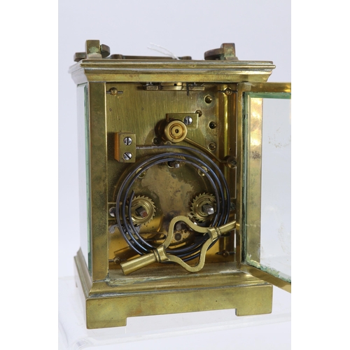 146 - Brass carriage clock / alarm with key