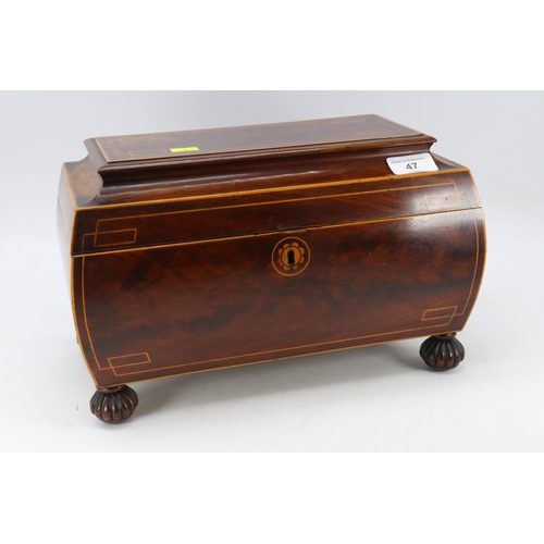 47 - Antique mahogany tea caddy converted inside to a stationary rack.