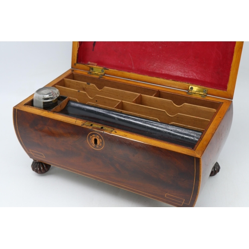 47 - Antique mahogany tea caddy converted inside to a stationary rack.